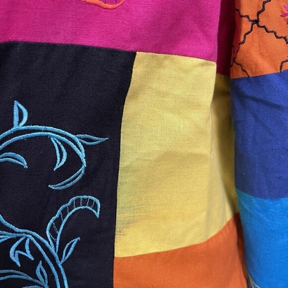 Unique Art-to-Wear Rainbow Patchwork Hippie Gypsy Crazy Knit Jacket size Large - Picture 9 of 10